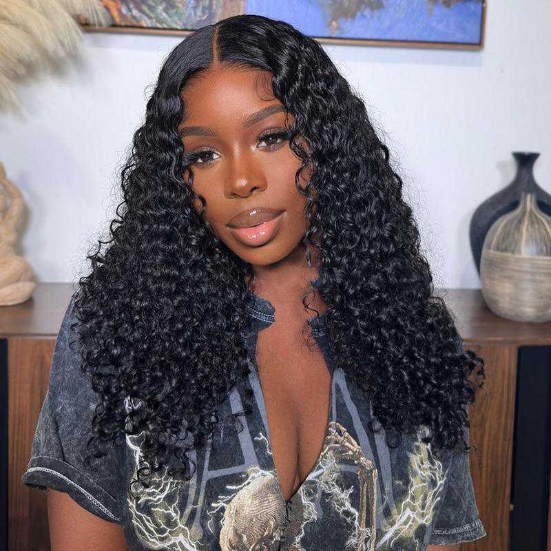 MORE FACE Afro Kinky Curly Wear And Go Glueless Wigs Pre Cut Lace 7x5 Lace Closure Wigs Pre Bleached Human Hair 100% Wigs