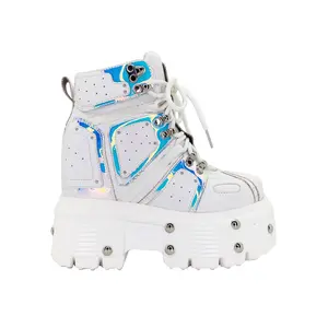 X LASR Exclusive Mangosteen 05 Digital Dream White Platform Wedge Sneakers