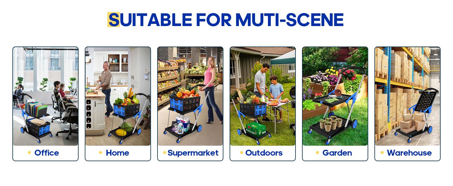 multifunctional folding cart,2 baskets included,collapsible Shopping Cart,storage cart,Modern Portable collapsible Multi-Tier double decker wagon,lightweight,BlackFriday