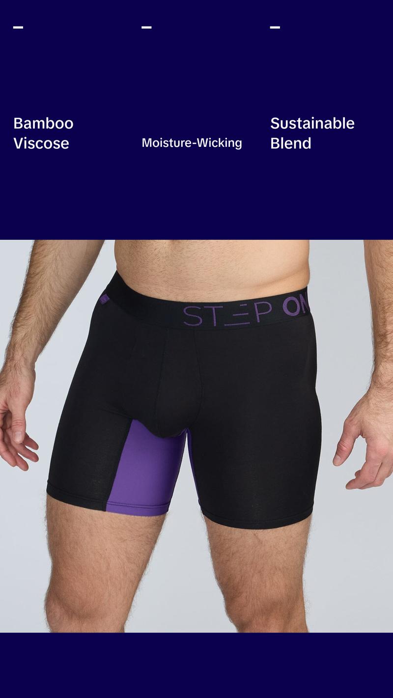 Step One Men's Boxer Brief - Obsidians, Anti-Chafe, Breathable Bamboo Fabric, UltraGlyde Panels, Hidden Elastic Pouch, Premium Underwear, Athletic Daily wear