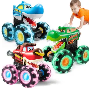 Monster Truck Toy - Motion Activated Light Up Cars for Toddlers - Monster Glow Rover LED Wheels - Baby Toys - Press and Go Trucks for Kids Boy Birthday Gifts Easter Basket Stuffers