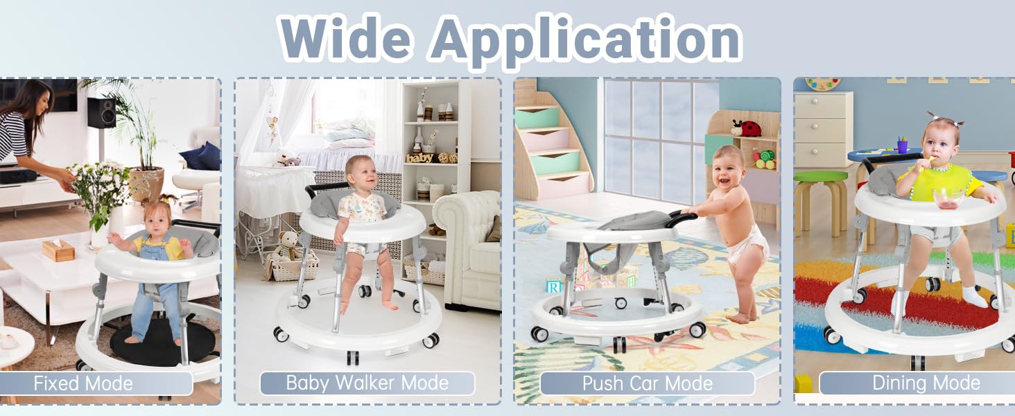 Baby Walker Foldable with 9 Adjustable Heights, 6-12 Months  Baby Walkers, with Wheels Portable Anti-Rollover,Rolling portable design,DealsForYouDays