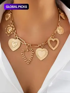 September Laurel Party Style Heart Pendant Necklace for Women, Fashionable and Versatile Jewelry, Elegant Necklace for Party and Daily Wear, Birthday Gift for Women