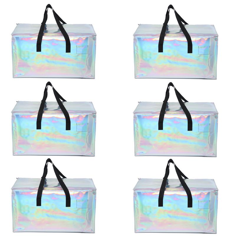 STOWM 6 Counts Heavy-Duty Extra Large Moving Bags Zippered Storage Blue for Clothes Tools Bulky Items Home Office Organization Quality Plastic Secure Space-Savers - Convenience