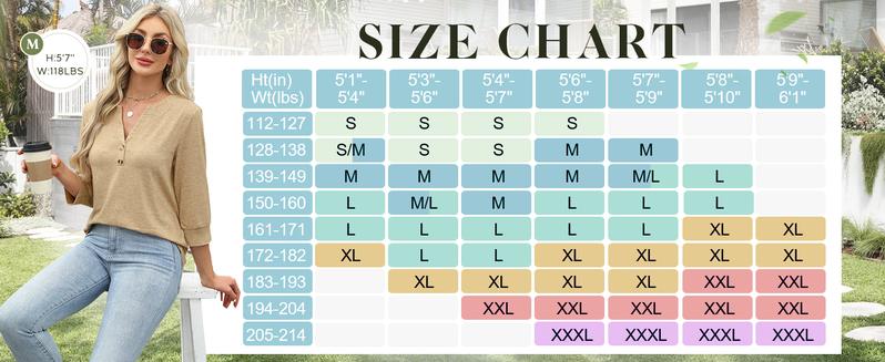 WIHOLL Womens Tops 3/4 Sleeve Heley Shirts for Women Summer Fashion 2025 Blouses Beach Vacation Clothes