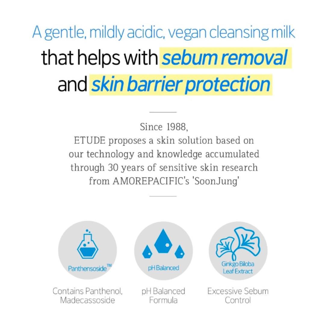 [ETUDE Official] Soonjung Cleansing Milk 6.8 fl oz (200ml) + 3.4 fl oz (100ml) Set | Gentle Hydration-Retaining Cleanse | Soothes Sensitive Skin | pH-Balanced Comfort