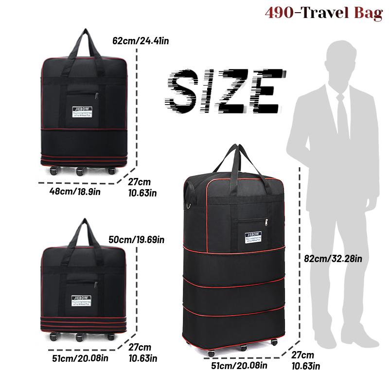 JZBWQY 100L Travel Bag with 360° Universal Wheels - Expandable & Foldable Lightweight Suitcase for Moving & Weekend Getaways