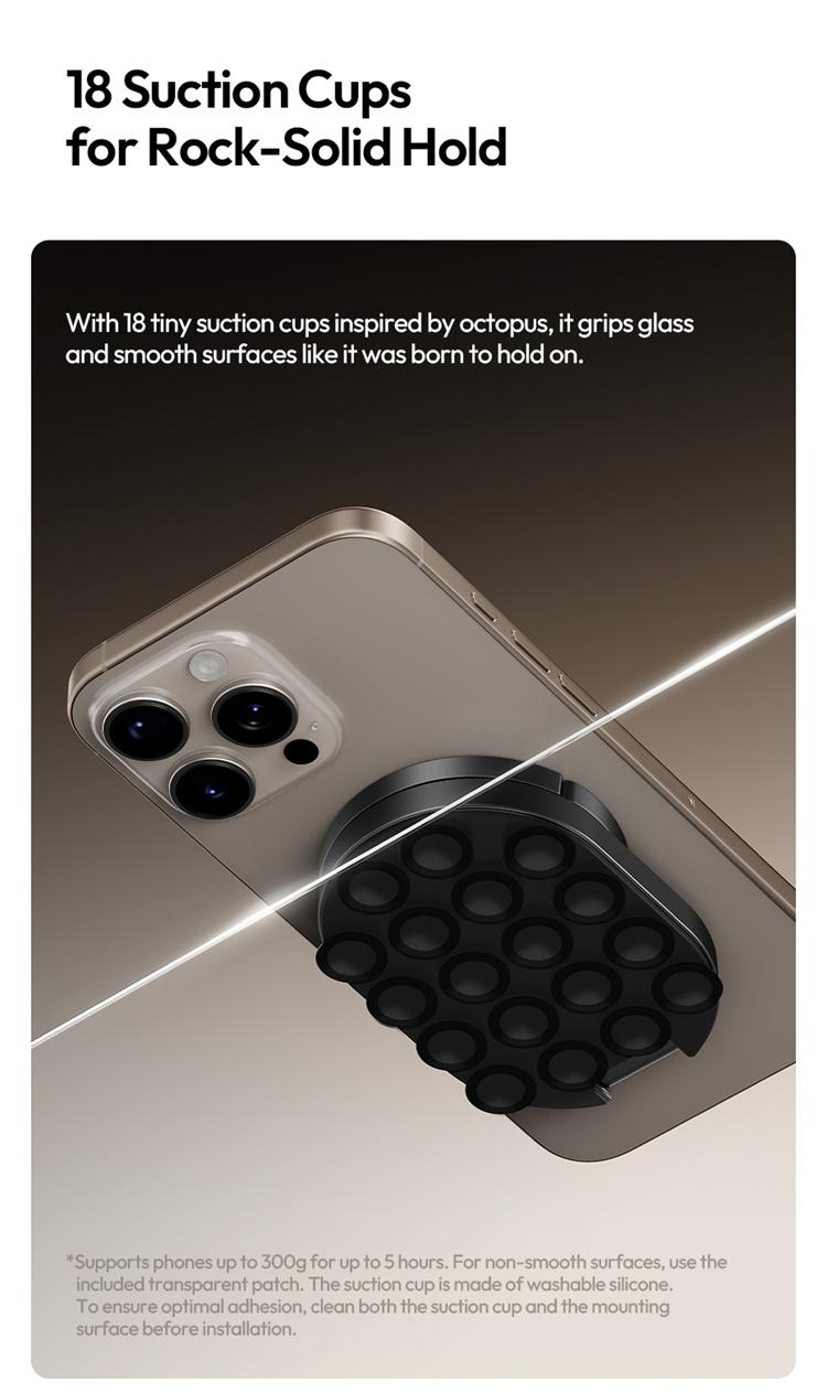 Ulanzi MA39 MagLock Magnetic Phone Mount, Desktop Stand with Suction Bottom for iPhone 17-16-15-14, Wall & Glass Use, Mobile Cellphone Smartphone Accessories, Metal Ring,back to school,back to school haul