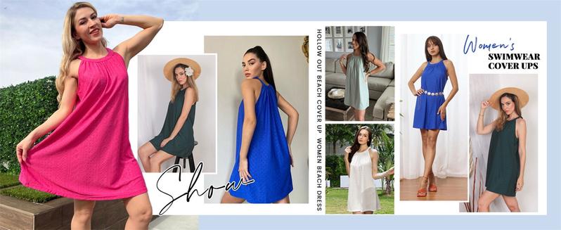 Womens Swimsuit Cover Up Hollow Out Crochet Coverups Sleeveless Beach Dress Tank Bikini Cover Ups S-3XL