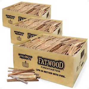 Betterwood Products Natural Hand Split Fatwood 25 Pound Firestarter (3 Pack)
