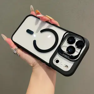 MagSafe Clear Magnetic Case with Kickstand For iPhone 17 16 15 14 13 12 Pro Max, Shockproof Cover with Camera Lens Protector