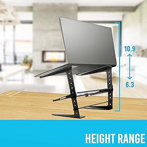 DJ Mixer and Laptop Stand - 6.3 to 10.9 Inch Standing Table Monitor or Computer Desk Workstation Riser with Shelf Storage and Height Alignment for DJ, PC, Gaming, Home or Office