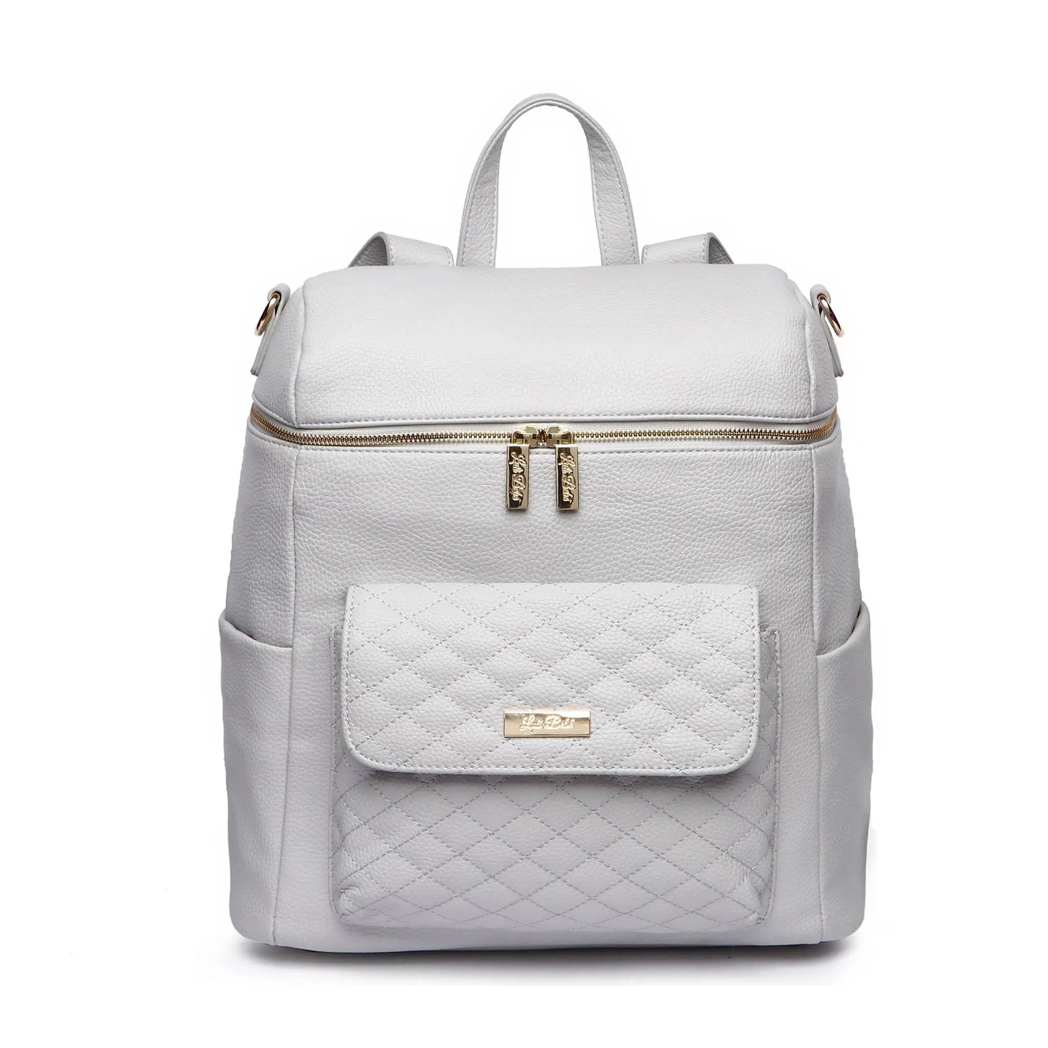 Luxury Convertible Diaper Bag Backpack for Moms, Structured Fit Faux Leather Organizer for Travel with 9 Pockets & Stroller Straps, Vegan Leather, Satin, Daycare Drop-Offs, With Compartment(S)