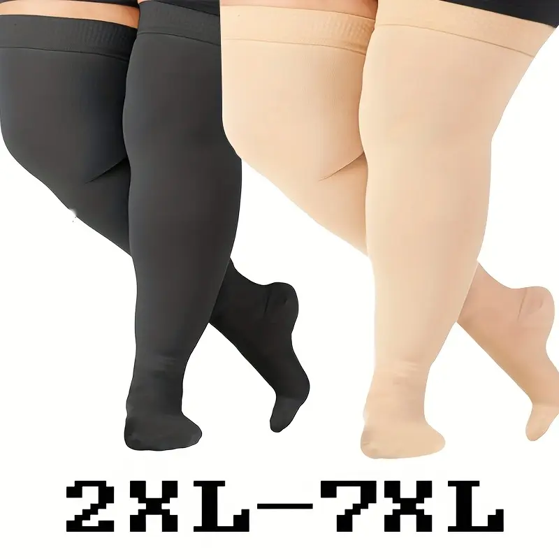 Unisex Thigh High Knit Fabric Compression Socks - Plus Size 2XL-7XL, 3XL Inclusive, Segmented Support for Calves & Thighs, Sports & Outdoor Use, Sock, Calf Compression Socks