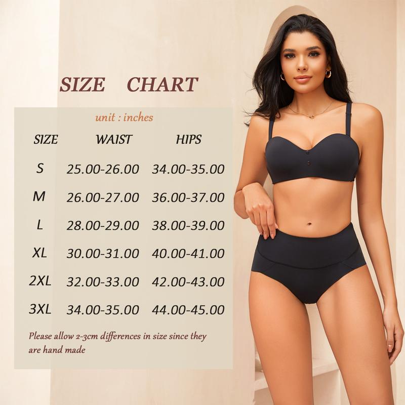 FINETOO Women's High Waist Seamless Underwear Plus Size Brief No Show Elastic Comfortable Panties 4 Pack S-XXXL Springtok  Tummy Control Soft Nylon Spandex Blend - Womenswear