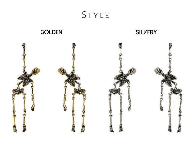 GGIRL Halloween Skull Earrings Jointed Skeleton Dangle Earrings Long Spooky Dangle Drop Skull Pendant Earrings Halloween Jewelry for Girls Women Party Gift Fashion Jewelry Gift for Holiday Haul Christmas Birthdays Anniversaries