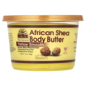 Okay Pure Naturals African Shea Body Butter, Yellow Smooth, 13 oz (368 g)