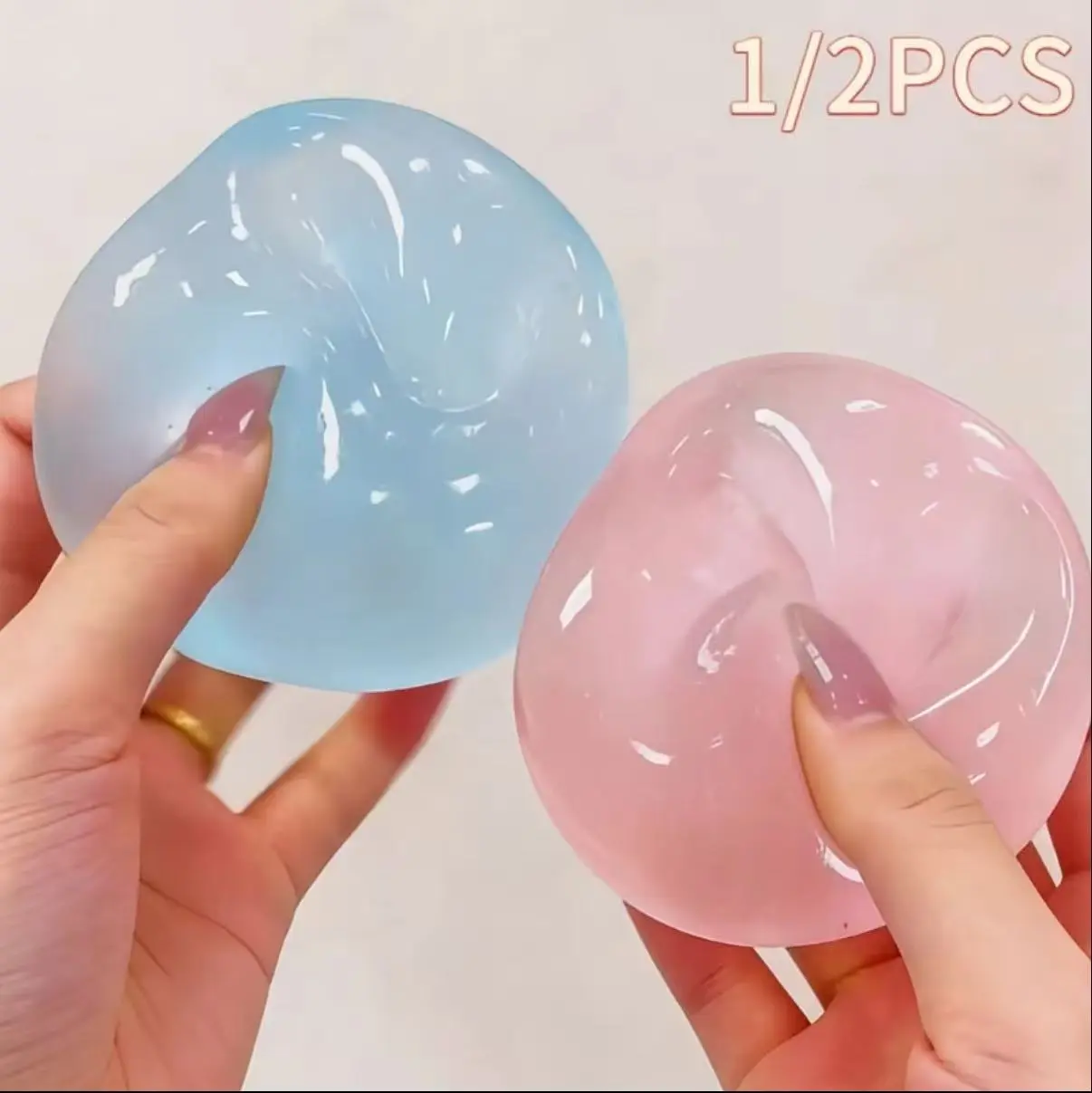 High Transparency Coconut Oil Stress Ball, Soft Q-Feel, Reusable, Pressure Relief Toy, Ideal for Office & Students, Perfect Gift 