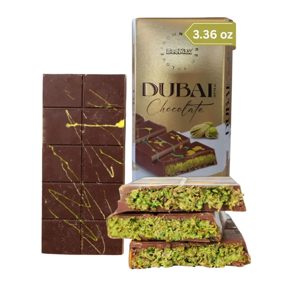 Dubai-Style Mini Chocolate Bar (3 oz) – Premium Milk Chocolate with Golden Kadayif Crisps & Hand-Harvested Pistachios | Imported from Turkey - Now Ships with Ice Pack