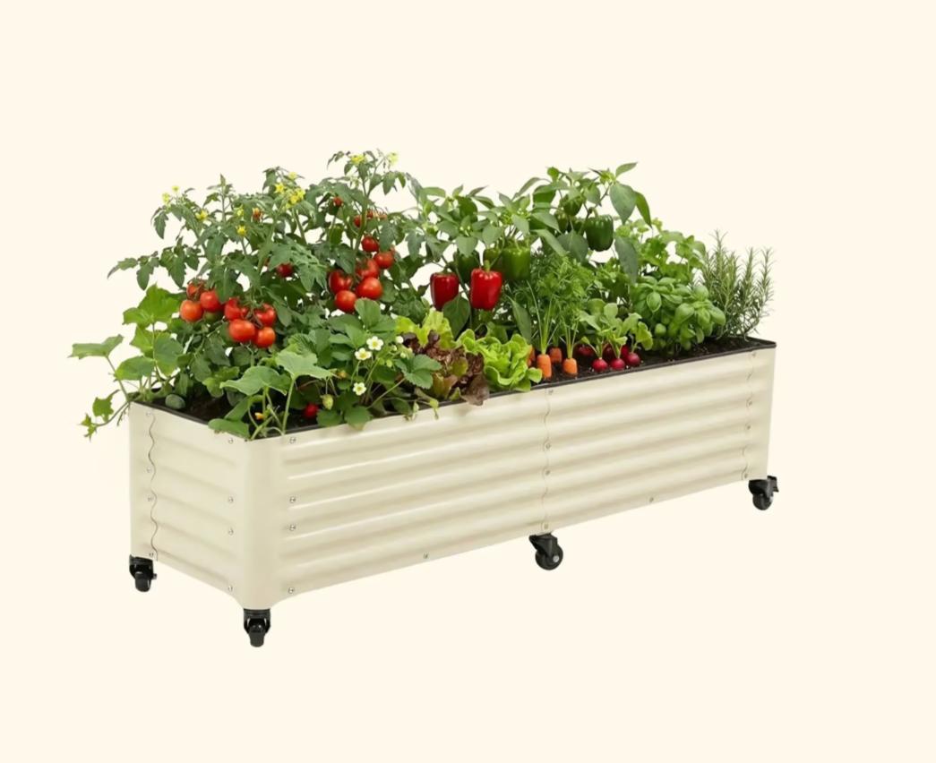 Vego garden Classic Rolling Garden Bed – 1.75' Mobile Metal Raised Garden Bed for Patio, Deck, Balcony – Deep Planting Space, Durable & Easy to Move