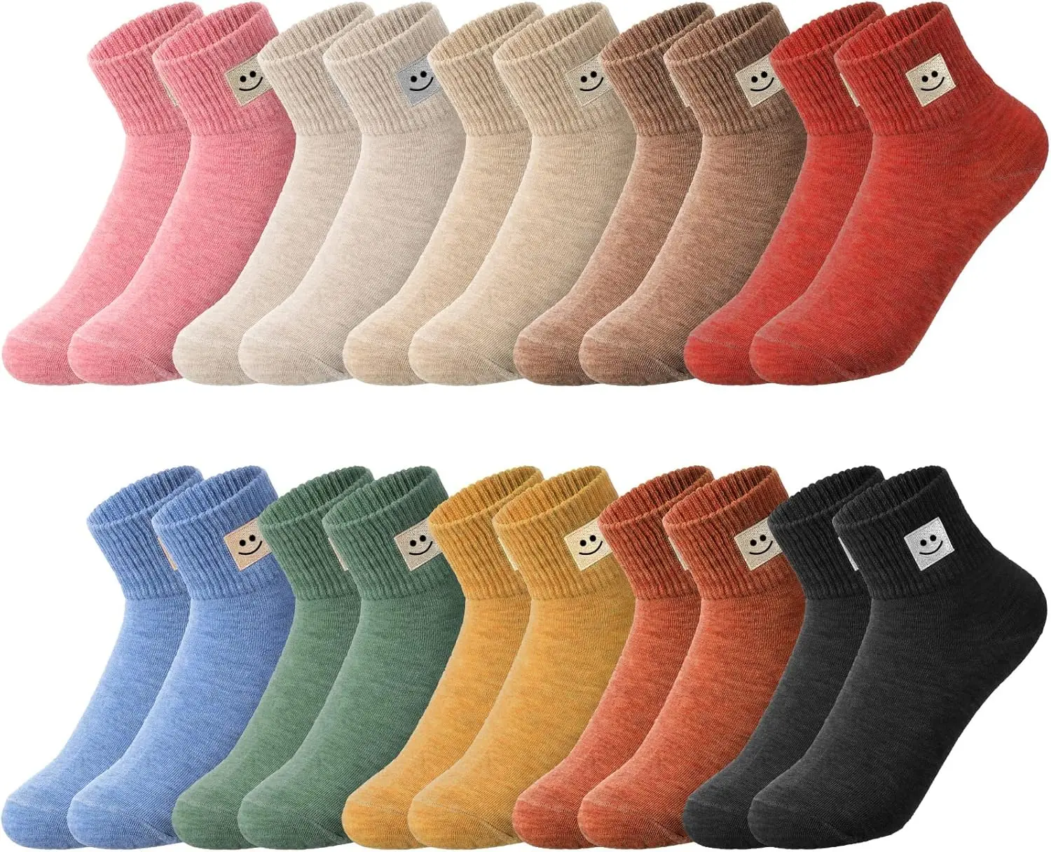 10 Pairs Women's Basic Cotton Ankle Socks, Cute Elastic Solid Color Lightweight Pack, Ideal as Gifts, Socks For Women, Basic Look, Pure Cotton