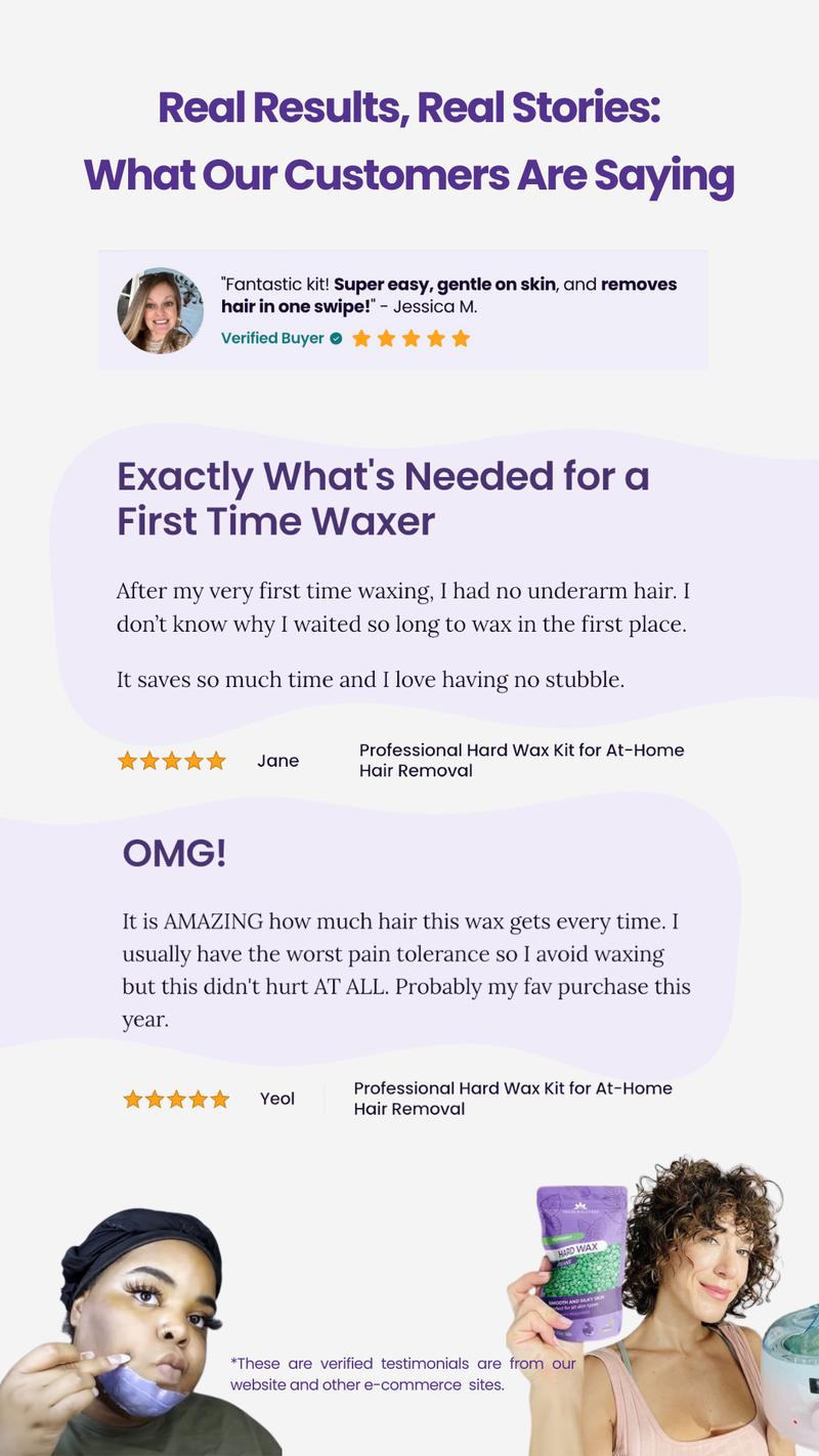 Complete Waxing Kit Set by Tress Wellness | Safe for Full Body Waxing | Armpit, Face, Legs, Brazilian and Bikini Waxing at home | At Home Waxing Kits for Women & Men | Sensitive Skin | Body Care | Waxing Hair Removal