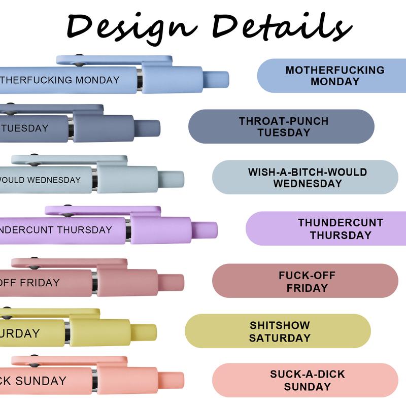 Funny Daily Quote – 7-Pack Smooth Writing Novelty with Sarcastic Sayings, Quick Drying  rainbow Gel Pens Set Hilarious Office Gifts for Coworkers & Adults