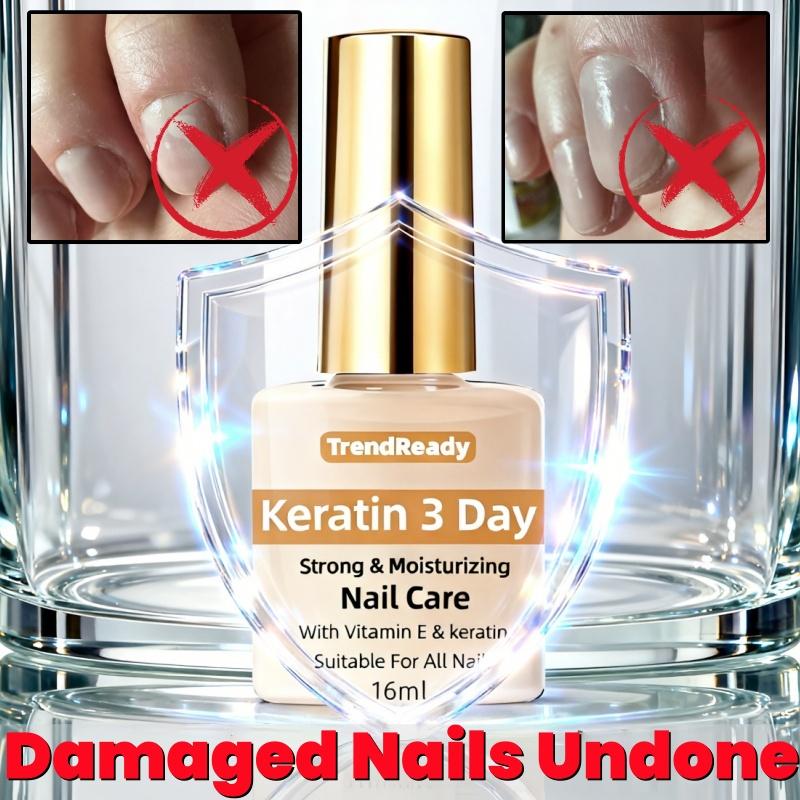 2PCS Nail Strengthener for Weak, Splitting, Breaking Nails - Fast Dry Keratin & Natural Protein Hardener, 4-in-1 Nail Polish Care Oil, Alcohol-Free Formula for Instant & 3-Day Nail, Manicure for Hands & Fingers