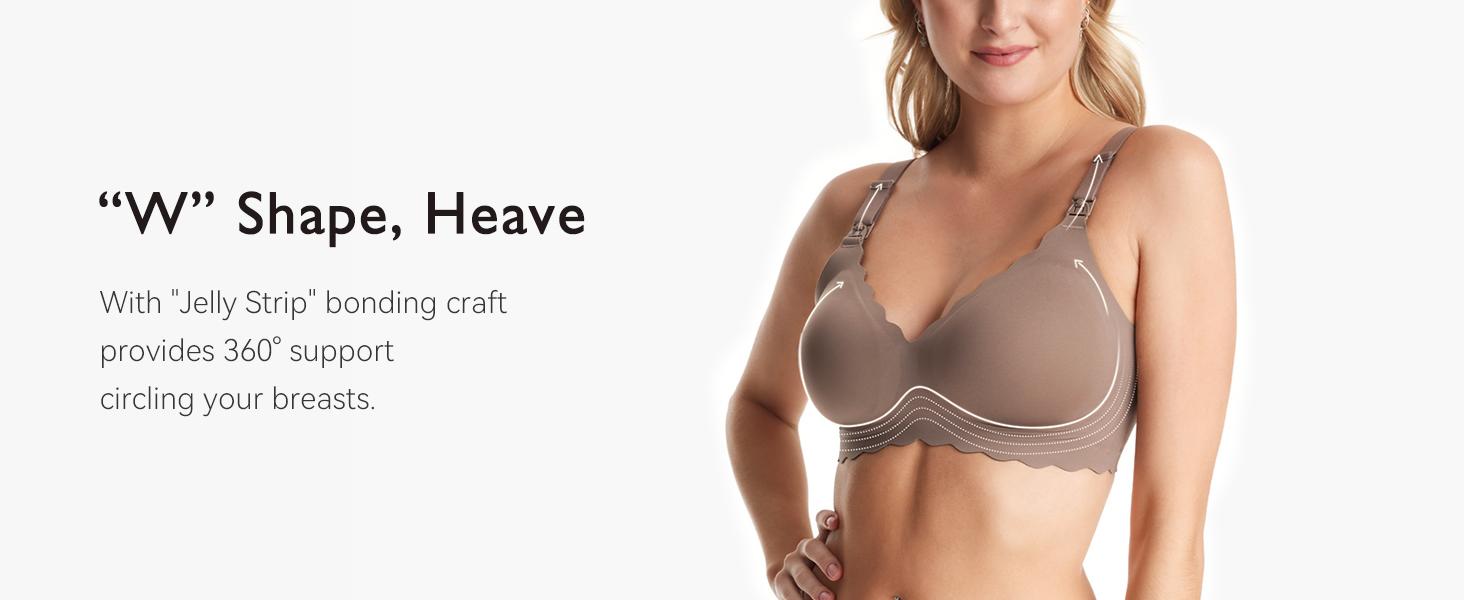 Momcozy Nursing Bras for Breastfeeding（recommend one size up）, YN46 Jelly Strip Support Comfort Maternity Bra, Seamless Soft Wirefree tiktok shop pumping bras maternity  undies，A