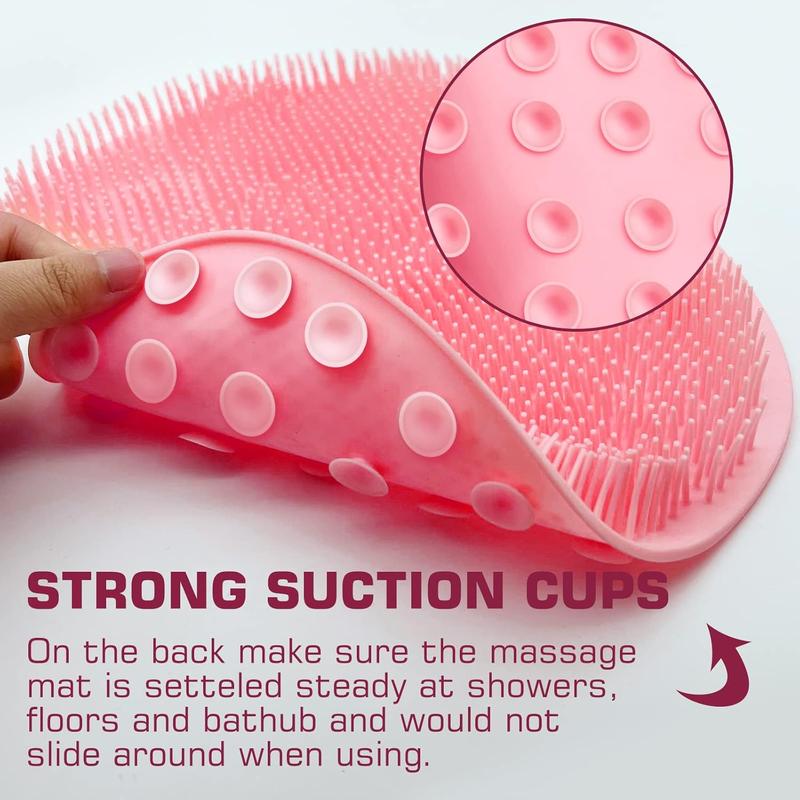 Shower Foot Scrubber Mat - Back Washer Back Exfoliating Bath Wash Pad Wall Mounted Slip Suction Cups for Men and Women Foot Cleaner Set Cleaning
