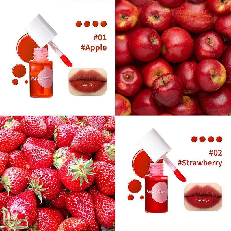4PCS Lip Tint Stain Set, Mini Moisturizing Water Lipstick, Vivid Color Korean Lip Gloss, Long-Lasting Non-Stick Cup Multi-Use Lip and Cheek Tint