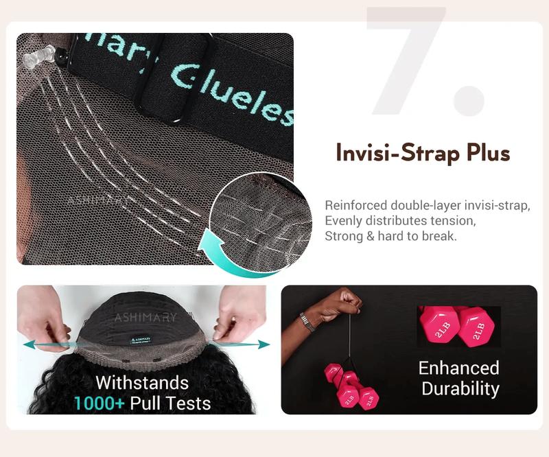 [Free Upgraded] Water Wave Invisi Strap Snug Fit Ashimary Hair 360 Transparent Lace Frontal Bleached Knots Pre Cut Lace Wig With Drawstring 100% Human Hair Wig