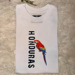 H&N Honduras T-Shirt with Colorful Parrot Design White Cotton Tee