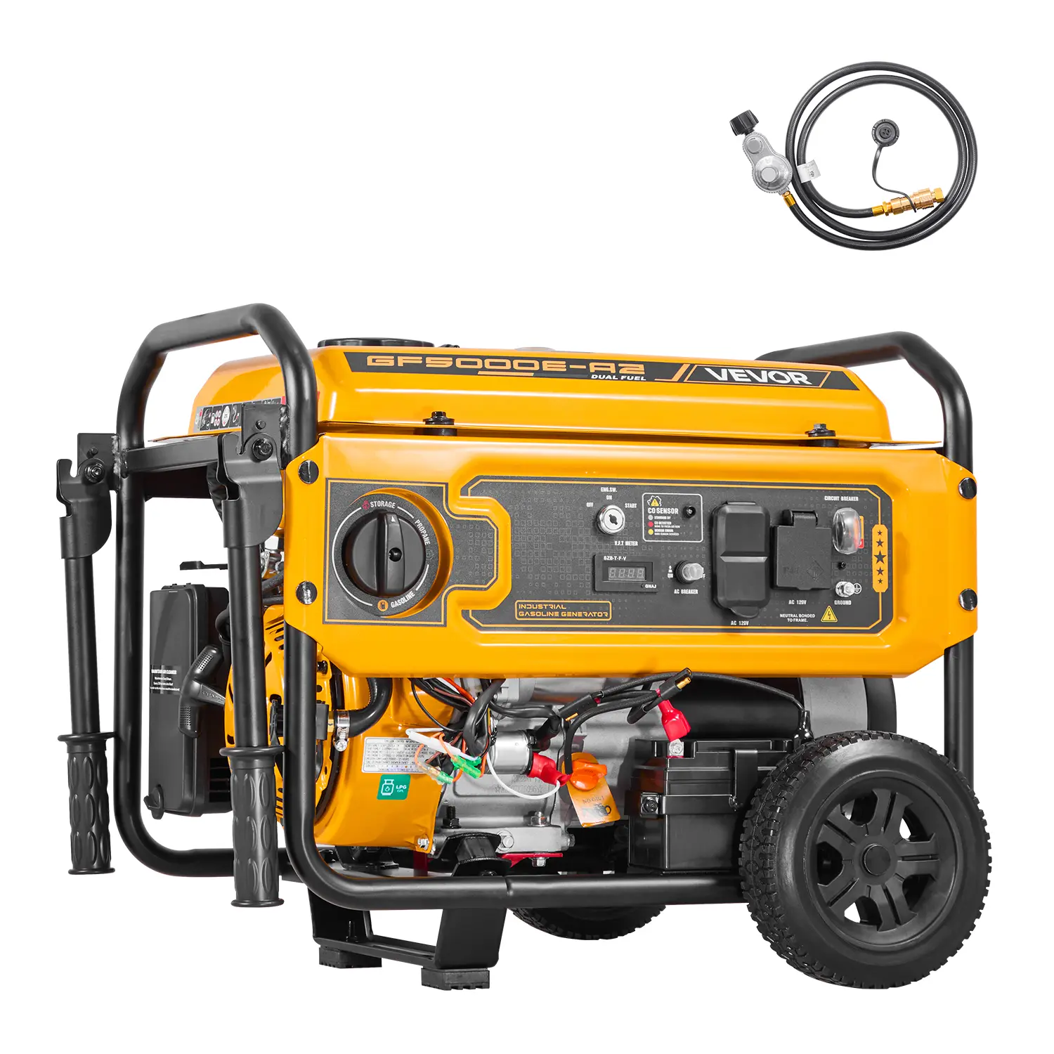 【Summerfinds】VEVOR Dual Fuel Portable Generator - 224cc 4-Stroke, 3300W Running, 4650W Peak Gasoline, 4130W Peak LPG, Electric Start, CO Sensor, 20A & 50A Outlets, 4.1 gal/15.6 L Tank, 10.5h Runtime (50% Load), Camping Home Backup Electrical Equipment