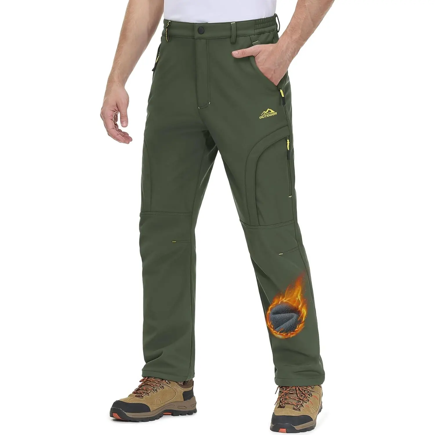 Snow Pants for Men Water Resistant Fleece Lined 5 Zipper Pockets Winter Snowboard Hiking Insulated Ski Pants