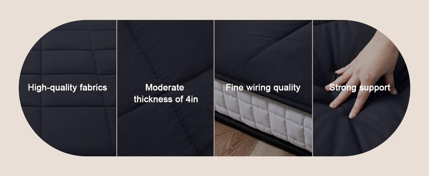 Lilypelle Japanese Floor Mattress Futon Mattress, Foldable Mattress Topper Thicken Tatami Mat Roll Up Mattress, Folding Sleeping Pad Breathable Floor Lounger Guest Bed for Camping Couch, Twin Full Queen