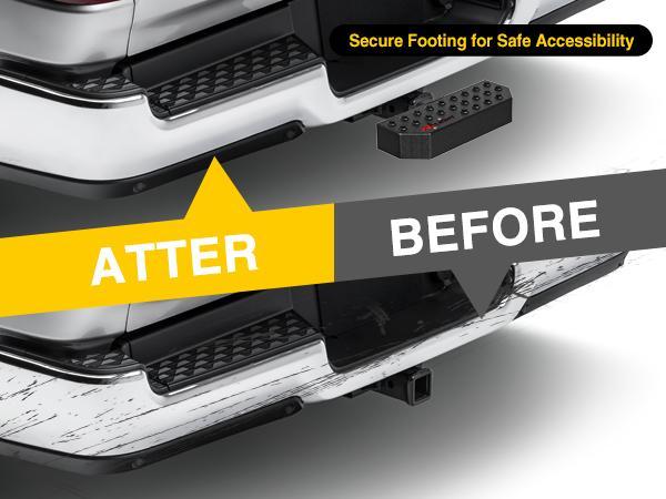 Nilight Hitch Step with 2" Hitch Receiver Rear Bumper Guard Protector 11.9 Inch with 5/8” Hitch Pin Clip Upgraded Textured Black Anti Slip Hitch Step Bar for Pickup Truck Car SUV