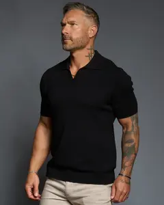 Avalon S/S Textured Slim Polo - Obsidian