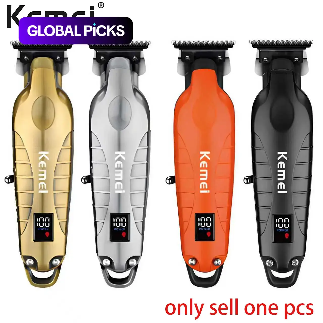 Kemei KM-2293 Metal Body Digital Electric Hair Clipper, Cordless Rechargeable Clipper with Lithium-Ion Battery, 4 Colors Available, Cordless Hair Cutting, Professional Wireless Barber Hair Clipper, Cordless Hair Clippers #GLOBAL PICKS