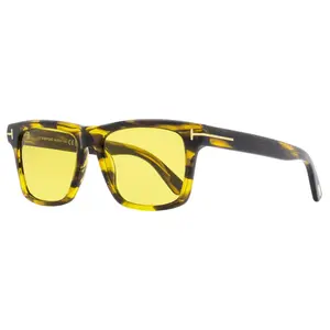 Tom Ford Rectangular Sunglasses TF906 Buckley-02 55E Striated Brown/Amber 56mm FT0906