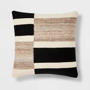 Oversized Blocked Woven Square Throw Pillow Black - Threshold Oversized Blocked Woven Square Throw Pillow Black - Threshold