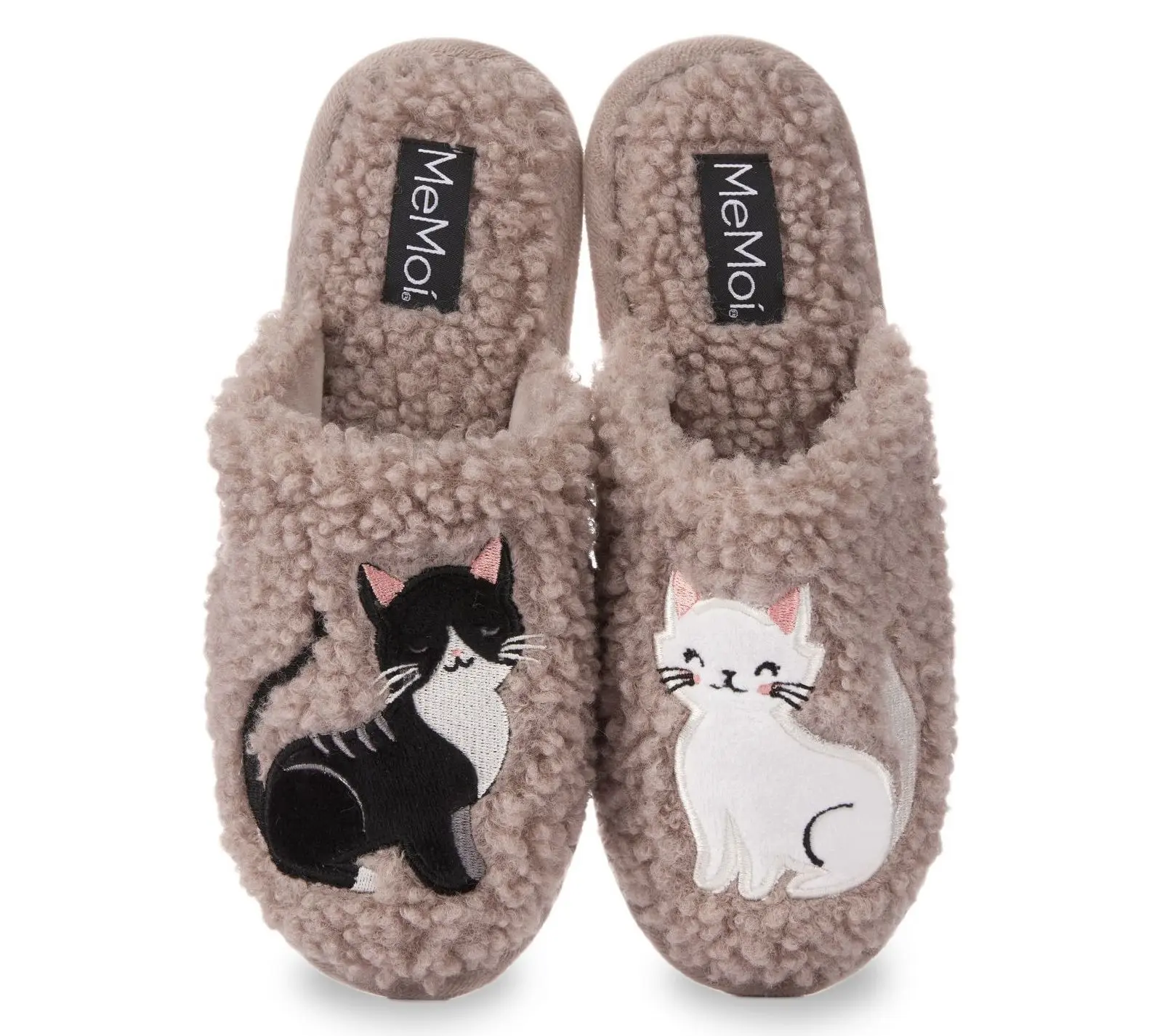 Memoi Women's More Kittens Meow Hard Bottom Plush Slippers