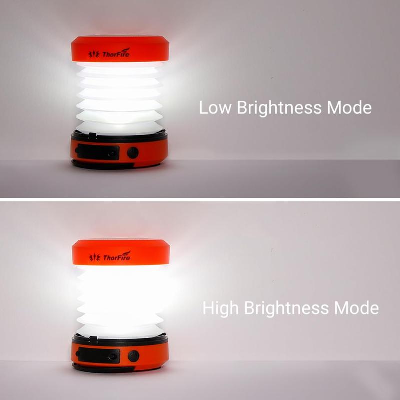 THORFIRE Collapsible Camping Lantern Rechargeable, Hand Crank Lantern Flashlight with 4 Light Modes, Portable LED Camping Lanterns for Power Outage, Hiking, Emergency, Fishing, Tent Light (2/4 Pack)