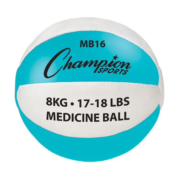 CHAMPION 17 lbs Medicine Ball, Teal & White Synthetic Leather with Maximum Grip and Control for Balance, Strength, and Cardio Training, Flexibility, Dynamic Muscle Training, Strength Training Equipment, Fitness