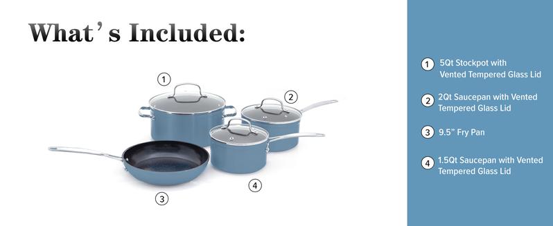 Nuwave Duralon Blue Non-Stick Cookware 7-Piece Set