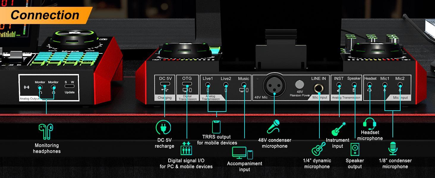Tenlamp G10 live sound card , DSP professional chip, plug and play, custom sound effects, clear sound quality, suitable for gaming, singing, DJ and streaming