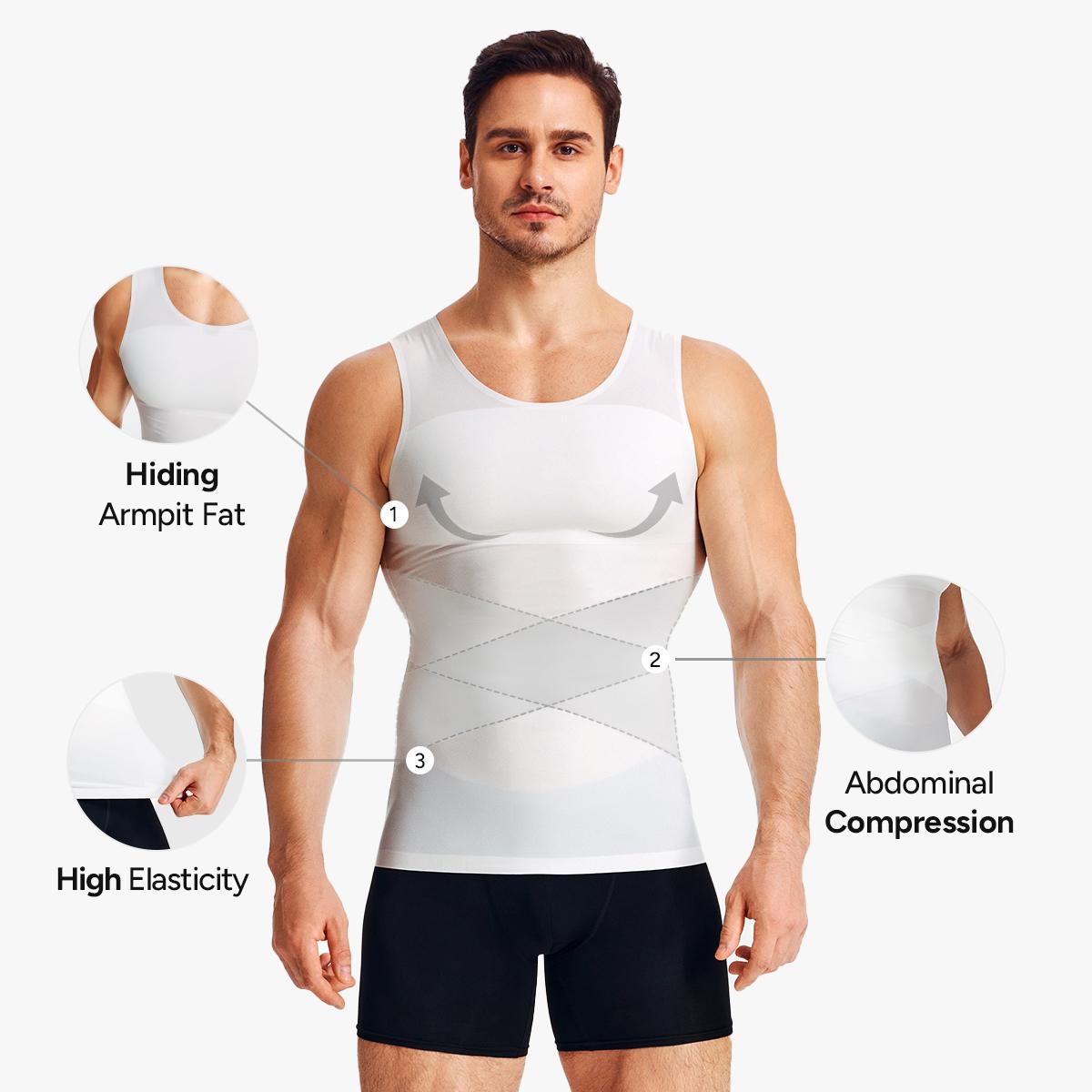 【Nebility】Men’s Compression Shapewear Vest, Abdominal Slimming Base Layer with Back Cross Support & Posture Correction, High Elasticity, Moisture-Wicking Body Shaping Tank， Menswear Plain,fathersdaygift