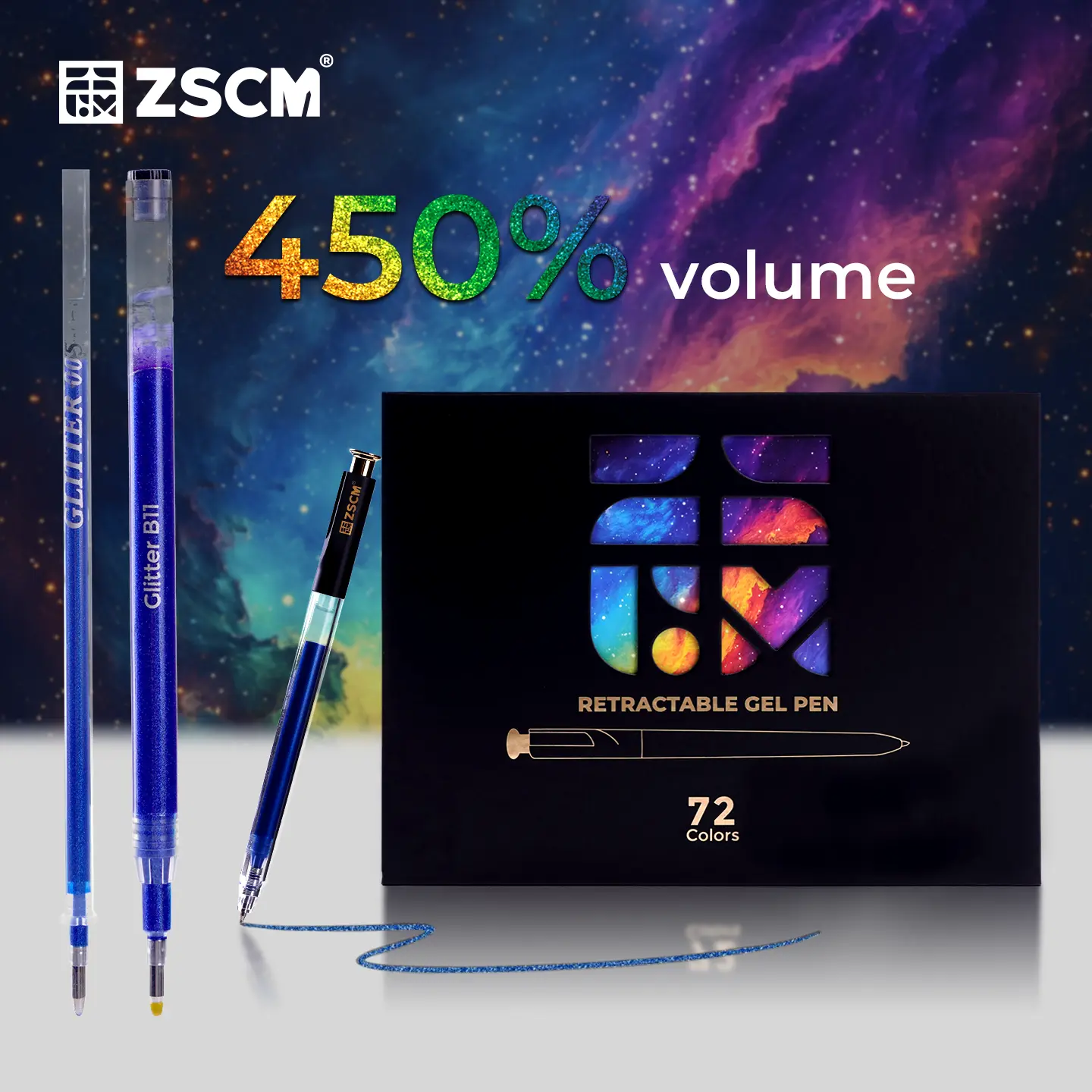 ZSCM Rainbow Pens Set - 72 Retractable Fade-Proof Glitter Gel Pens with Storage Case, Acid-Free Ink Office Stationery Supplies for Bible Study, Bullet Journaling, Back to School Haul, Sketchbook Ideas, Doodle Art, Creative Art, Zentangle Art