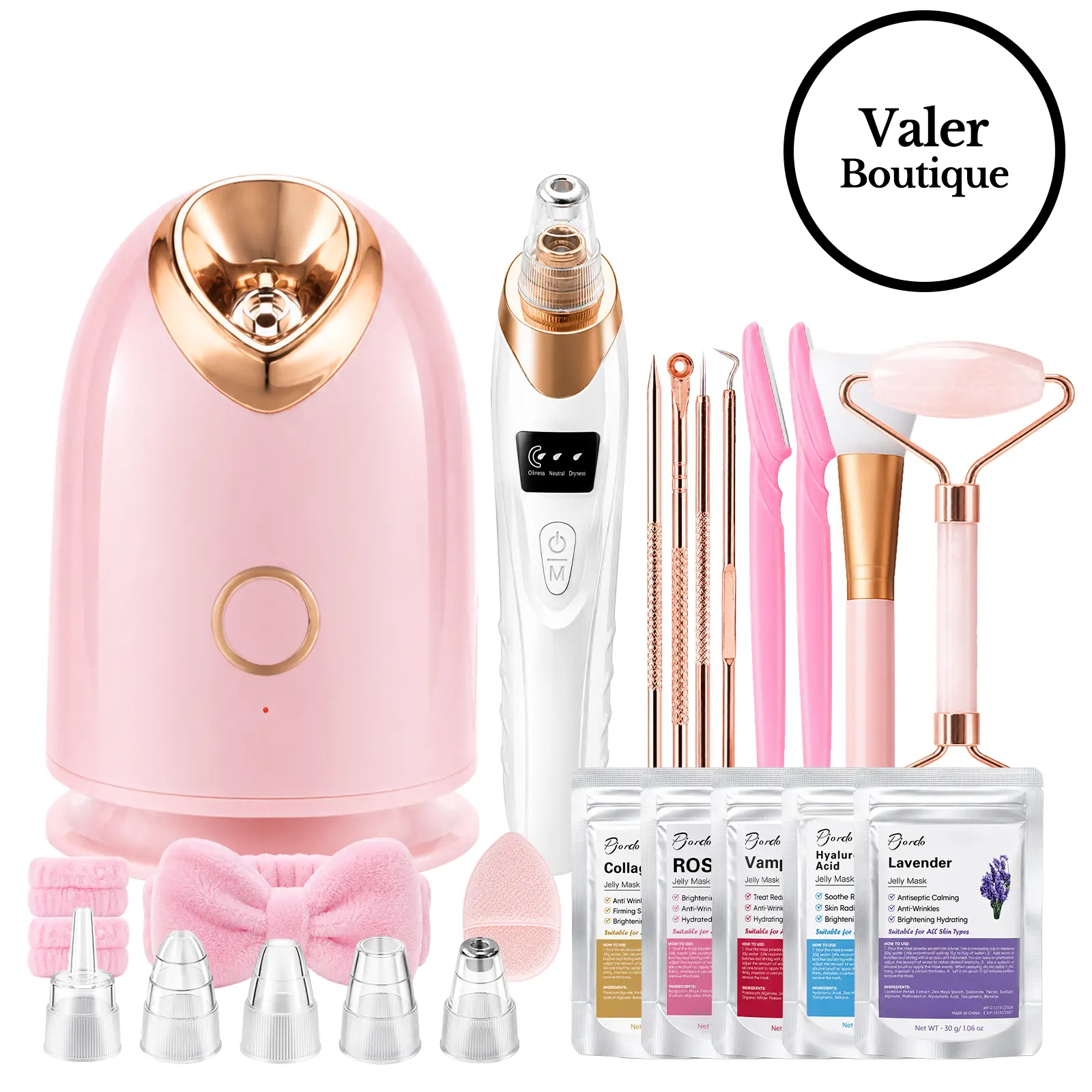 Pjordo-Facial Steamer Spa Kit with 7 Skin Care Tools, Blackhead Remover Tool facial care gift sets for women,Mother's Day's prefect gift