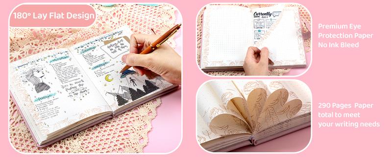 Valentine's Day Diary With Lock CAGIE A5 Vintage Lockable Refillable GIFT Box Leather Journal For Women & Men Writing Notebook For Office Travel Personal Use Green Yellow Pink Garden Ocean Adventure Series Lined Page Gift Bible Study College ruled